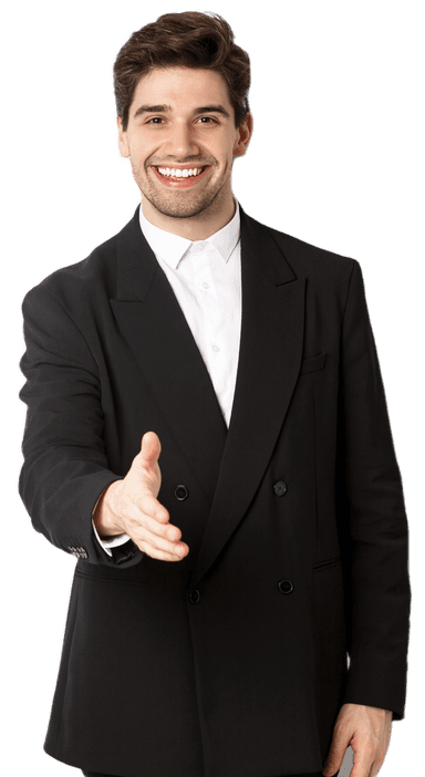 Smiling professional man extending handshake